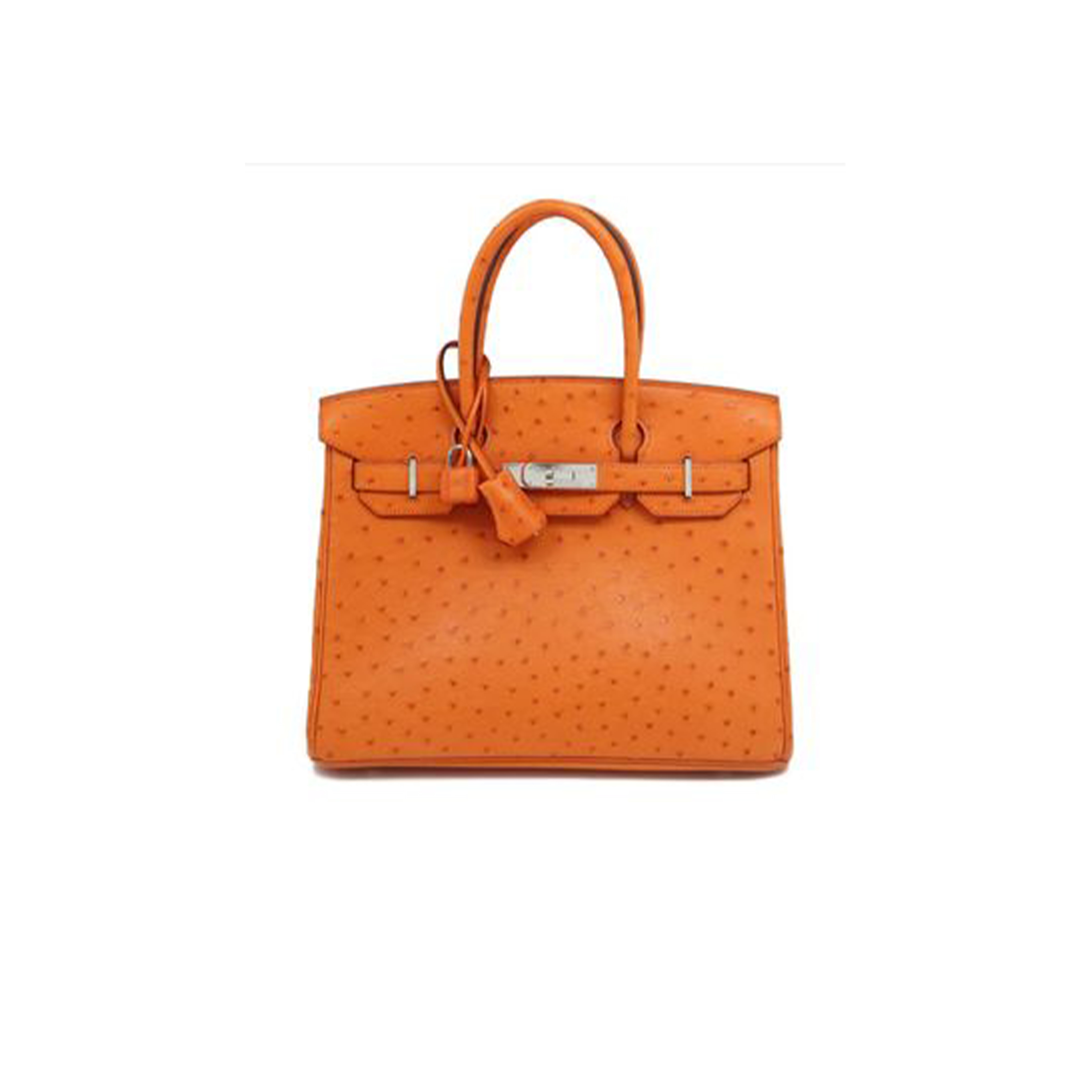 HERMÈS MASTER BIRKIN 30 OSTRICH LEATHER ORANGE SILVER BUCKLE H041933CK85 (30*22*16cm)